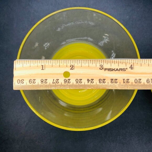 Art Deco Sherbet Custard Dessert Cup PAIR Vintage ARC FRANCE Lemon Yellow Glass - Picture 10 of 11
